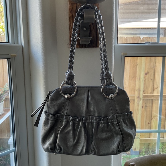 B. Makowsky Silver Metalic Leather Satchel Handbag “Like New” - Picture 7 of 11
